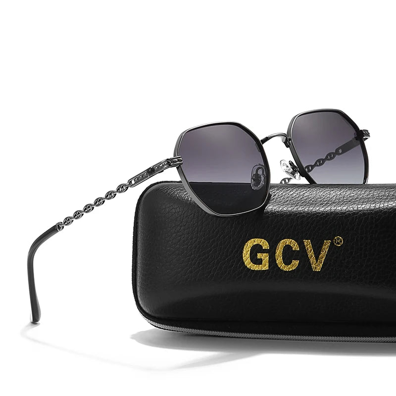 Retro Rectangle Women Polarized Sunglasses Metal Frame UV Protection Fashion Eyewear