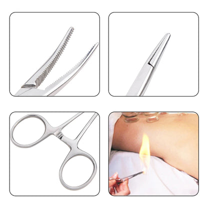 Stainless Steel Curved Tip and Straight Tip Forceps for Locking Clamp Hemostatic Forceps Arterial Forceps Clamp Fish Hook Pliers