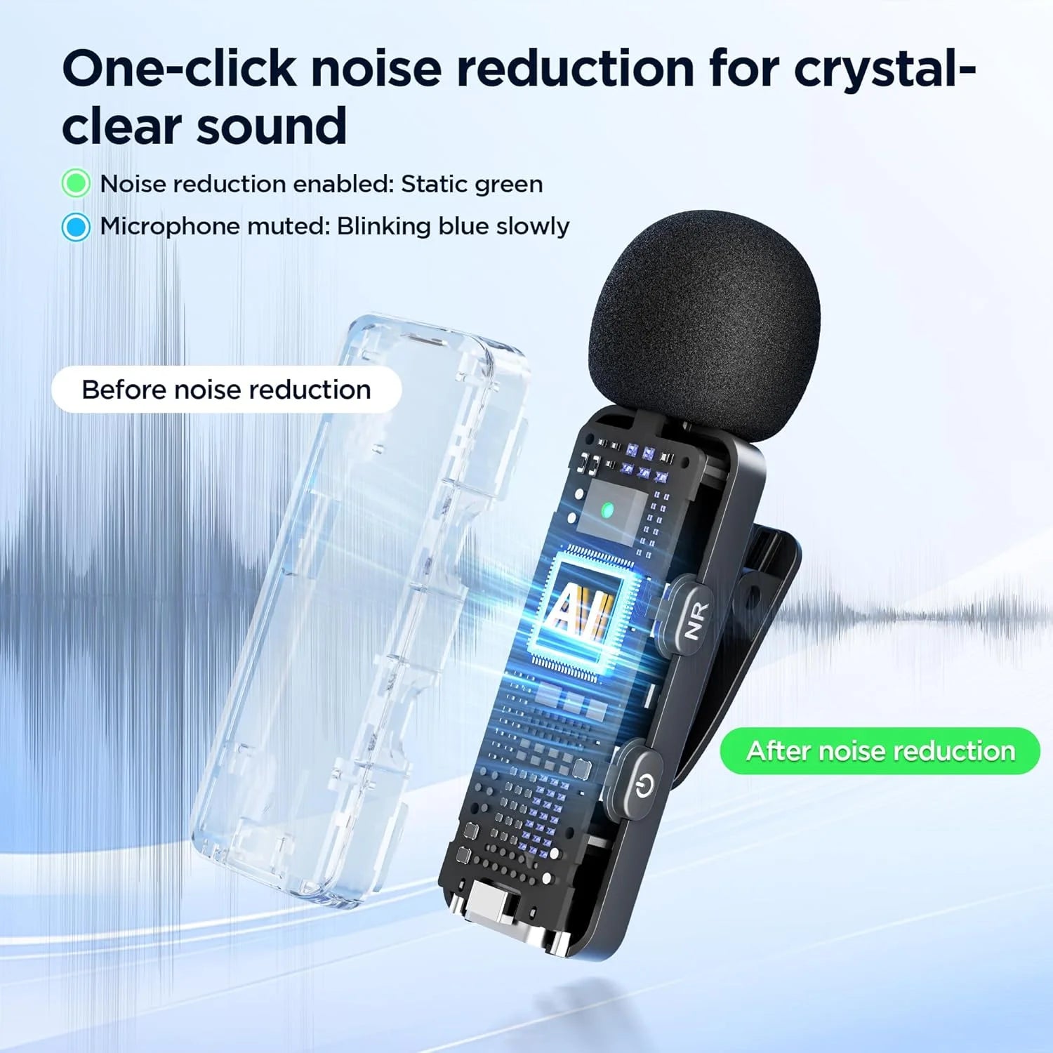 BY-V3 Wireless Lavalier Microphone for iPhone 15/16 Series Samsung DJI Pocket 3 Type-c Smartphones Cameras Video Recording