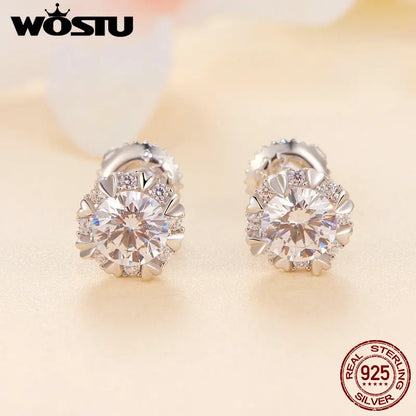 1.0ct D VVS1 Moissanite Herat Paved Stud Earrings For Women 925 Sterling silver Classical Round Diamond