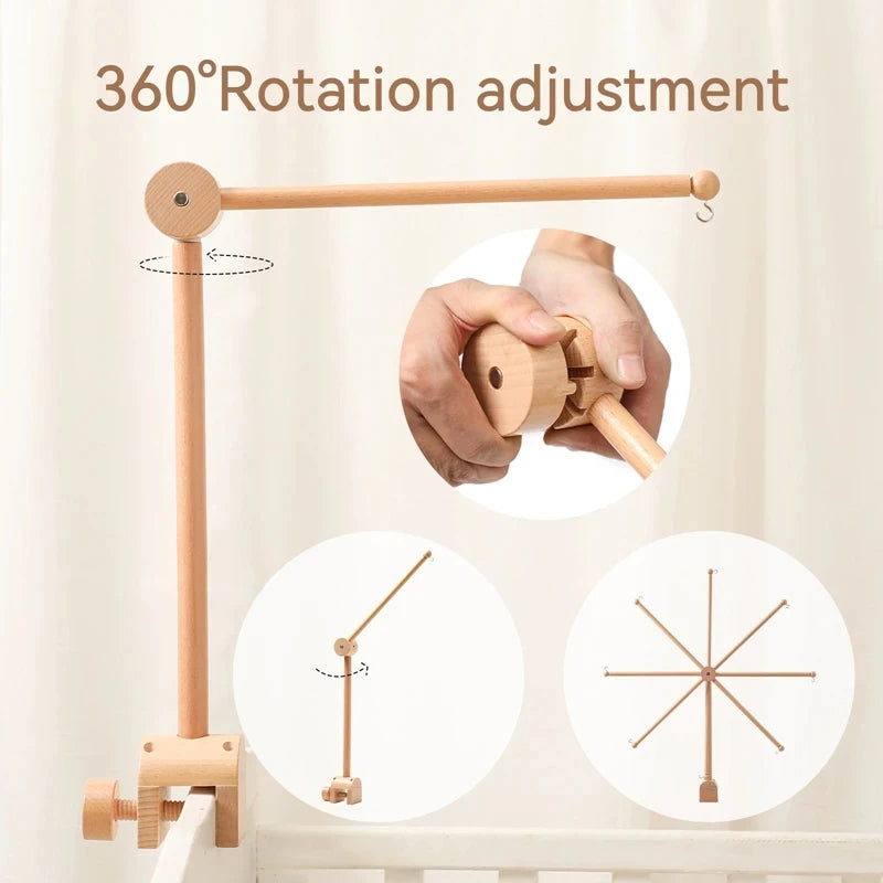 Baby Bed Bell Music Box Hanging Toys Wood Grain 360° Rotary Newborn Infant Crib Mobile Musical Box 0 12 Months Baby Rattles Toys