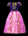Rapunzel Princess Dress Costume LED Light Up Roleplay Disguise Fancy Kids Halloween Birthday Costume