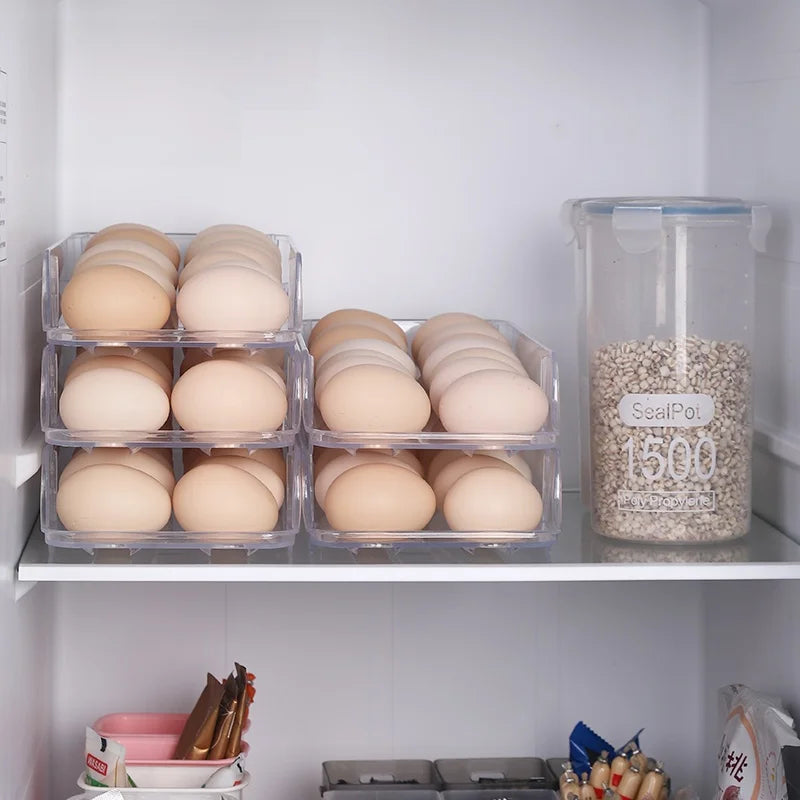 Portable Rolling Egg Storage Box – Kitchen Refrigerator Egg Holder Organizer Food Storage Container