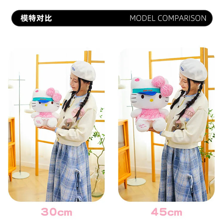 Sanrio 60cm Kawaii Print Hello Kitty Plush Toy Kt Cat Big Stuffed Doll Cartoon Cute Baby Kids Birthday Gift Room Decor