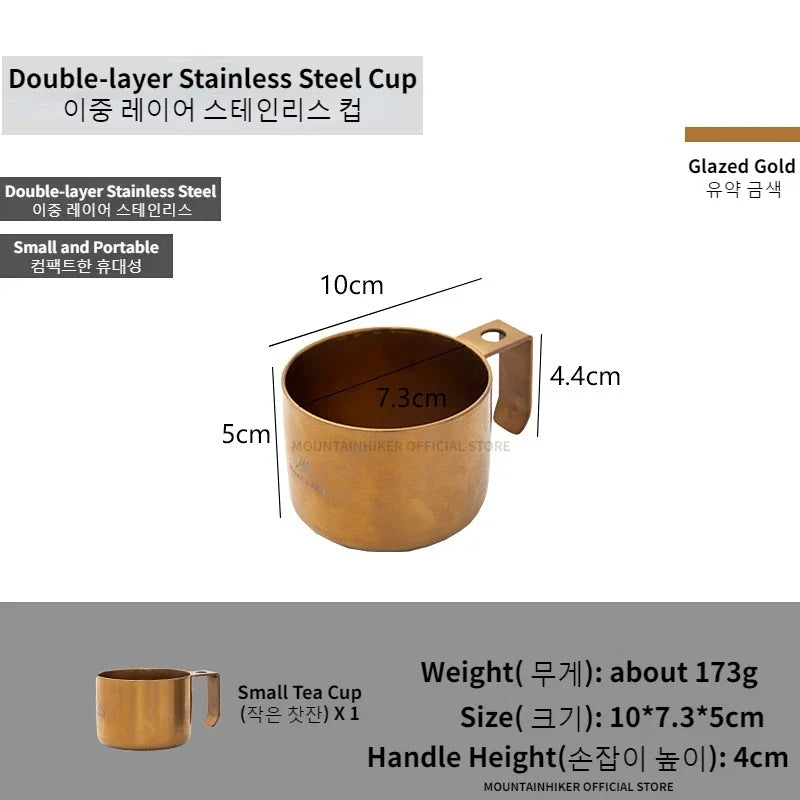 Portable Outdoor Travel Camping Tea Coffee Mug Cup 304 Stainless Steel Water Cup for Picnic Hiking