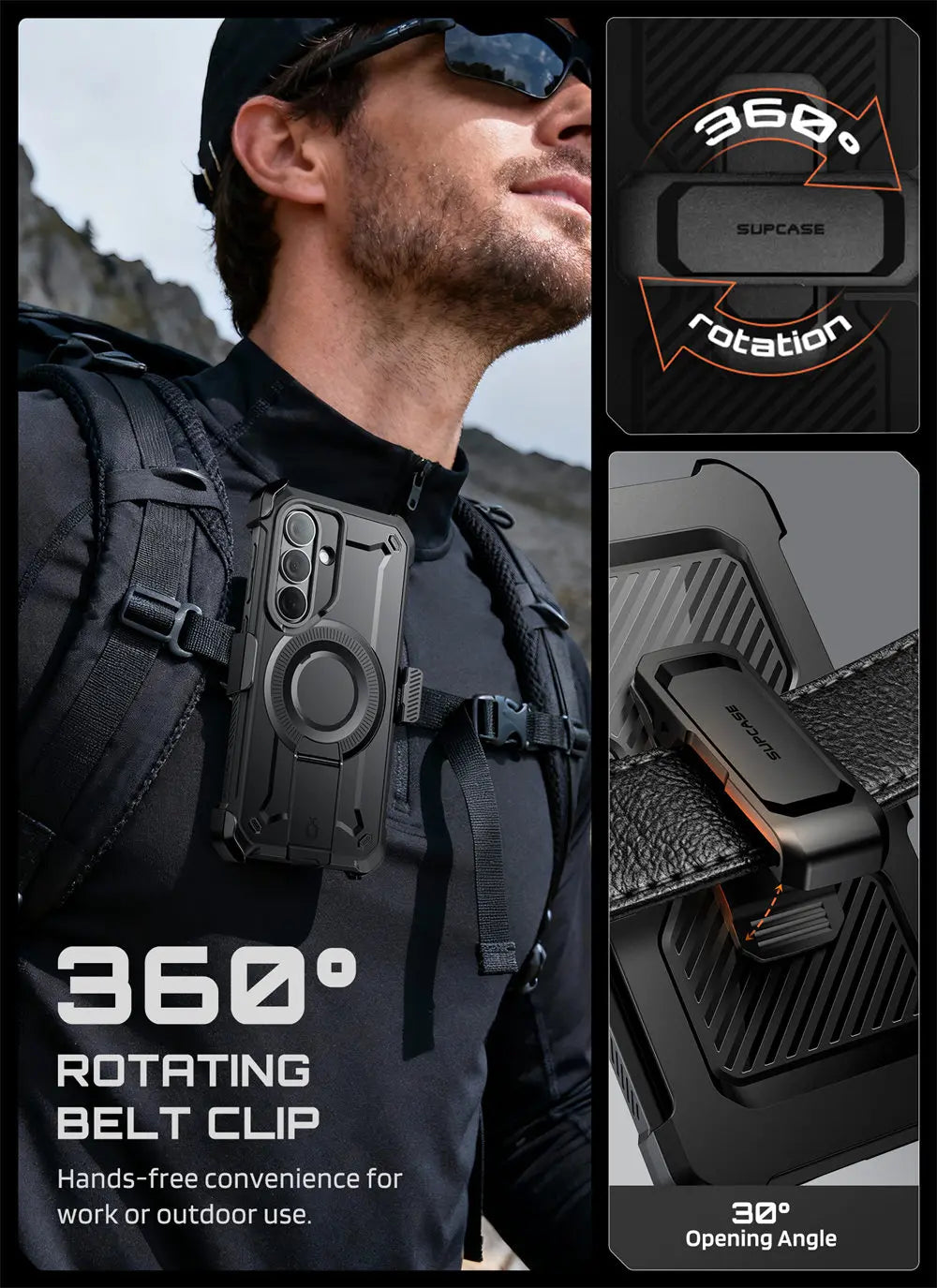 Rugged Magnetic Phone Case with Kickstand and Belt Clip for Samsung Galaxy S26 Plus