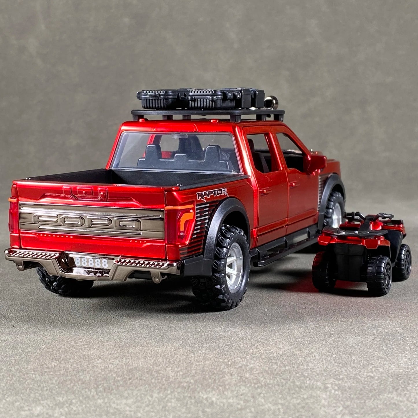 1:24 F150 Off Road Pickup Truck Alloy Diecast Metal Model Sound & Light Pull Back Toy Trendy Display Birthday Present For Friend