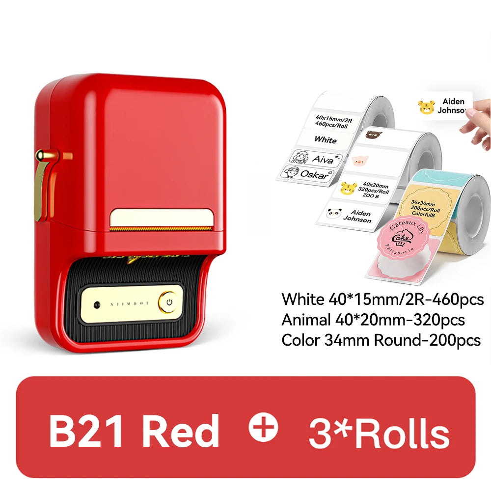 B21 / B1 Thermal Label Printer, Bluetooth Wireless Sticker Maker 20–50mm, Portable Inkless Barcode Label Printer for Clothing & Jewelry