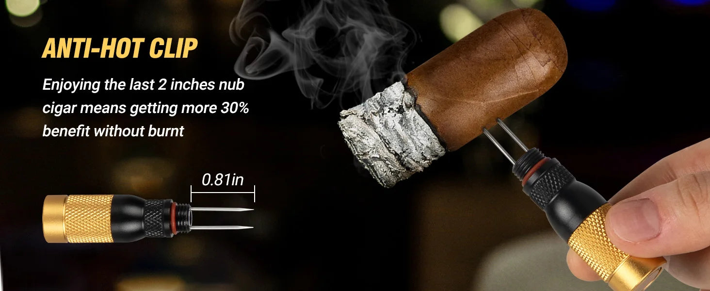 4-in-1 Cigar Draw Enhancer Tool Kit with Cigar Punch Tool,Twin Nubber,Stainless Steel Cigar Double End Punch