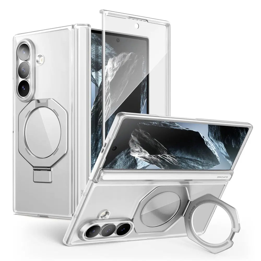 Full Body Rugged Phone Case with Built In Screen Protector and Magnetic Ring Kickstand for Samsung Galaxy Z Fold 8 Ultra