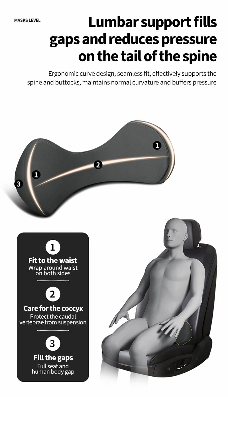 Multi-purpose Back Cushion Lumbar Support Pillow Memory Foam Relieve Pain Lumbar Back Support Cushion for Office Chair Car Seat