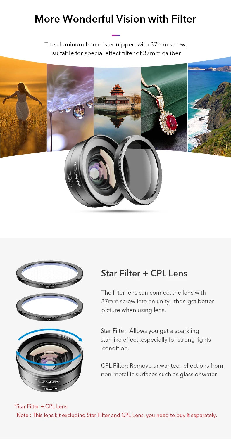 2 in 1 120 Degree Wide Angle and 10X Macro Phone Camera Lens Kit