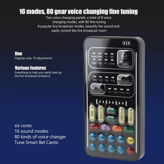 I9 Portable Voice Changer Sound Card Kit With Microphone And Headphones
