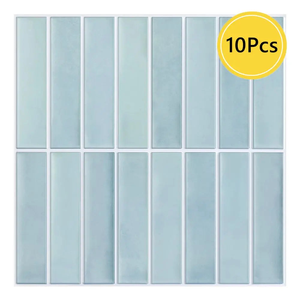 10pcs 3D Tile Stickers, Self-adhesive Green Tile Backsplashes for Kitchen, Bathroom Walls, Water and Mold Resistant, Matt, 30x30cm