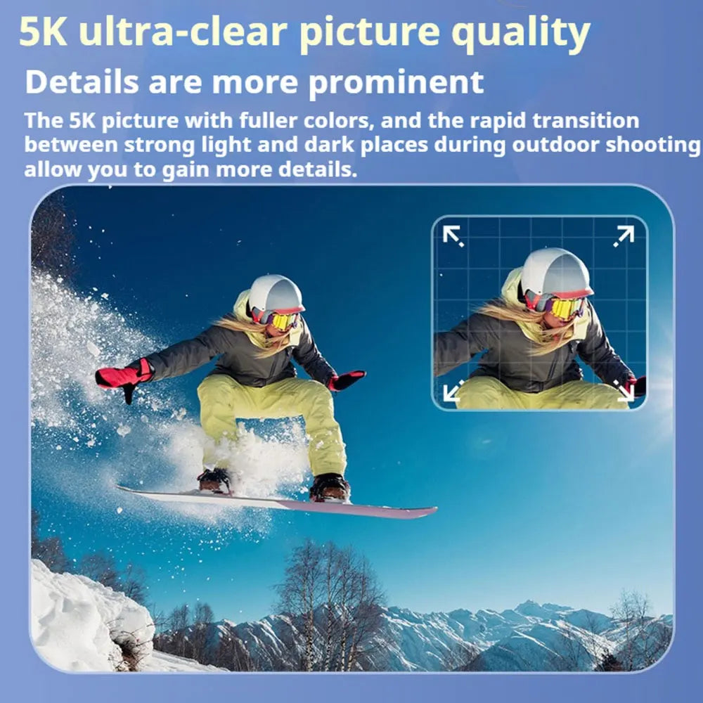 5K Action Camera Pro WiFi Waterproof Sports Camera with Remote Control EIS 1080P 60FPS for Bicycle Motorcycle Helmet
