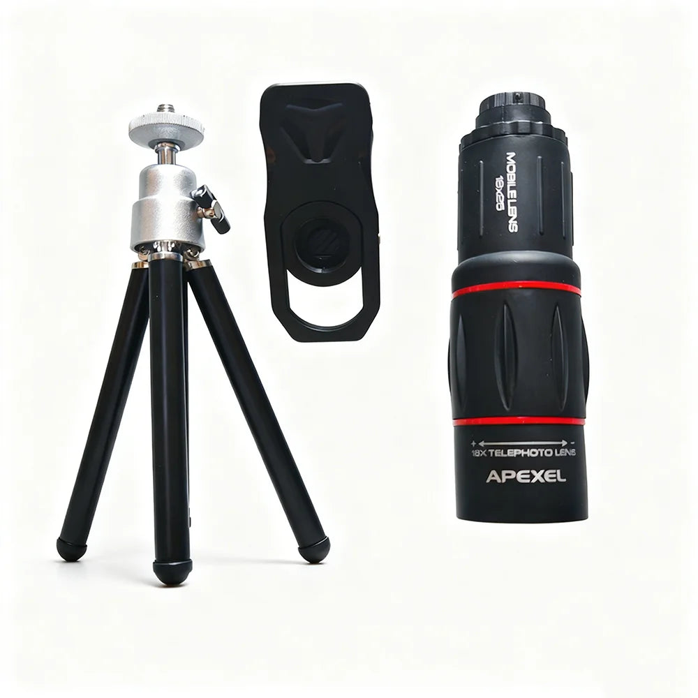 18X Mobile Phone Telephoto Monocular Lens with Tripod