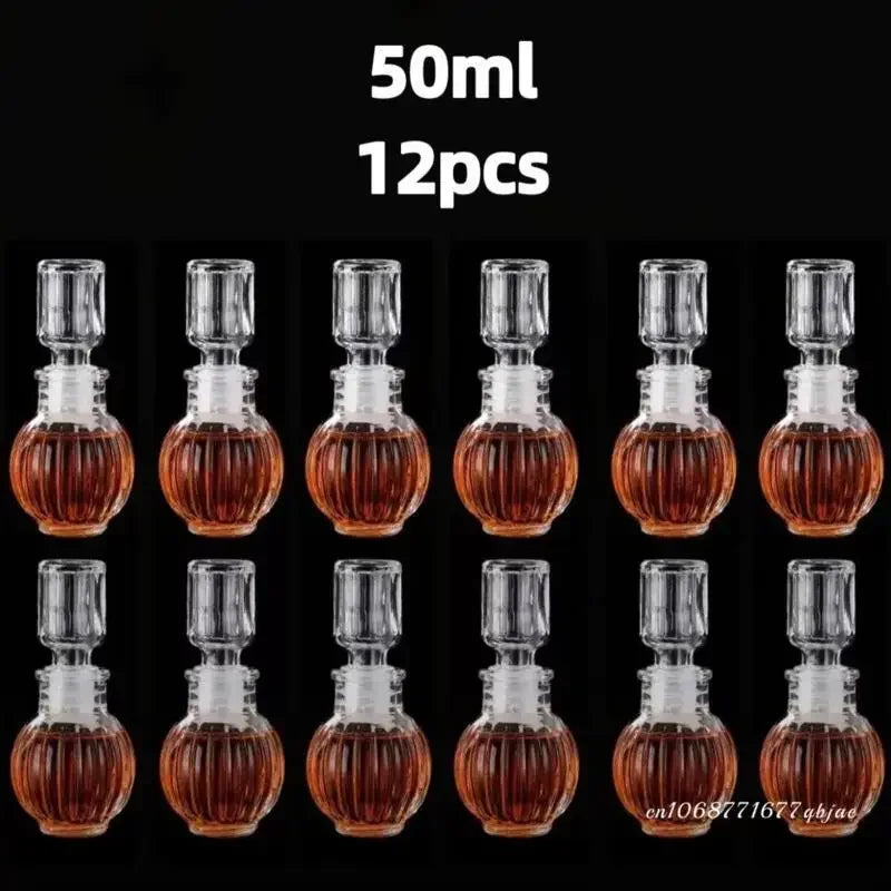 50ml 100ml 6pcs 12pcs Whisky Glass Liquor Bottle French Carved For Alcohol Wedding Gifts Wine Mini Container Storage Favour Set