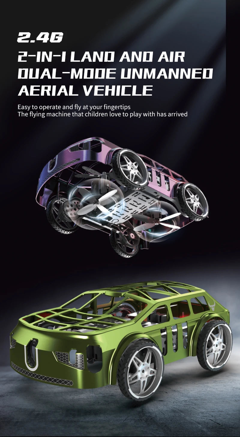 PRO RC Car 2-In-1 Air-Ground Flying 2.4GHz RC Quadcopter Headless Mode With Electric Aerial Vehicle Mini Dron Toys