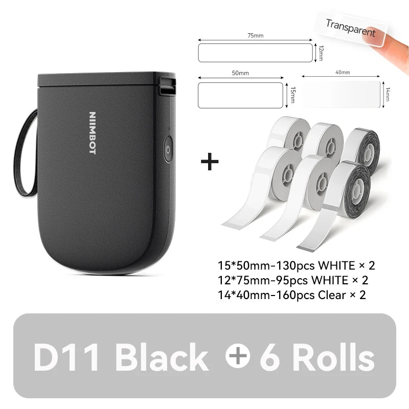 D11 Mini Thermal Label Printer 300DPI, Bluetooth Wireless Sticker Maker Portable Inkless Label Printer for Home & Office