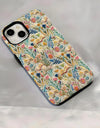 Romantic Wildflower Boho Embroidery Phone Case for iPhone 16 15 Pro Max Plus – 2 in 1 Hard Protection