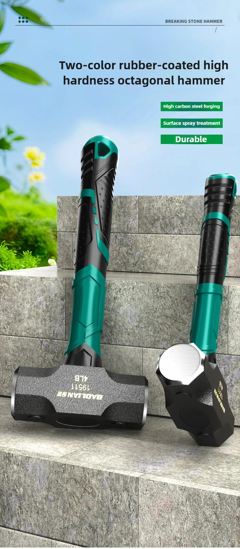 Antirust High Carbon Octagonal Hammer Solid and Multifunctional Household Wall Demolition Woodworking Sledge Hammer Hand Tools