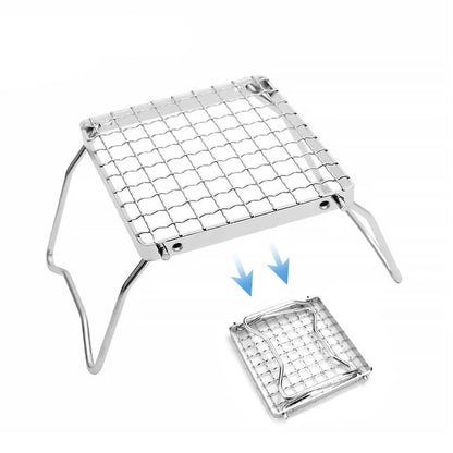 Camping Folding Barbecue Rack Outdoor Picnic BBQ Small Table Charcoal Oven Stainless Steel Mesh Mini Stove Burning Table