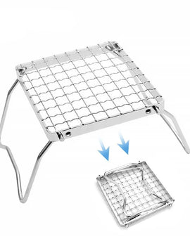 Camping Folding Barbecue Rack Outdoor Picnic BBQ Small Table Charcoal Oven Stainless Steel Mesh Mini Stove Burning Table