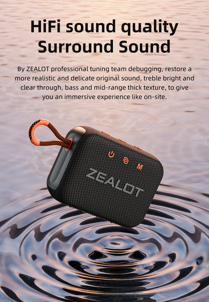 ZEALOT S75 Outdoor Portable Speaker Dual-Driver Bluetooth Speaker, IPX6 Waterproof, True Wireless Stereo for Outdoor