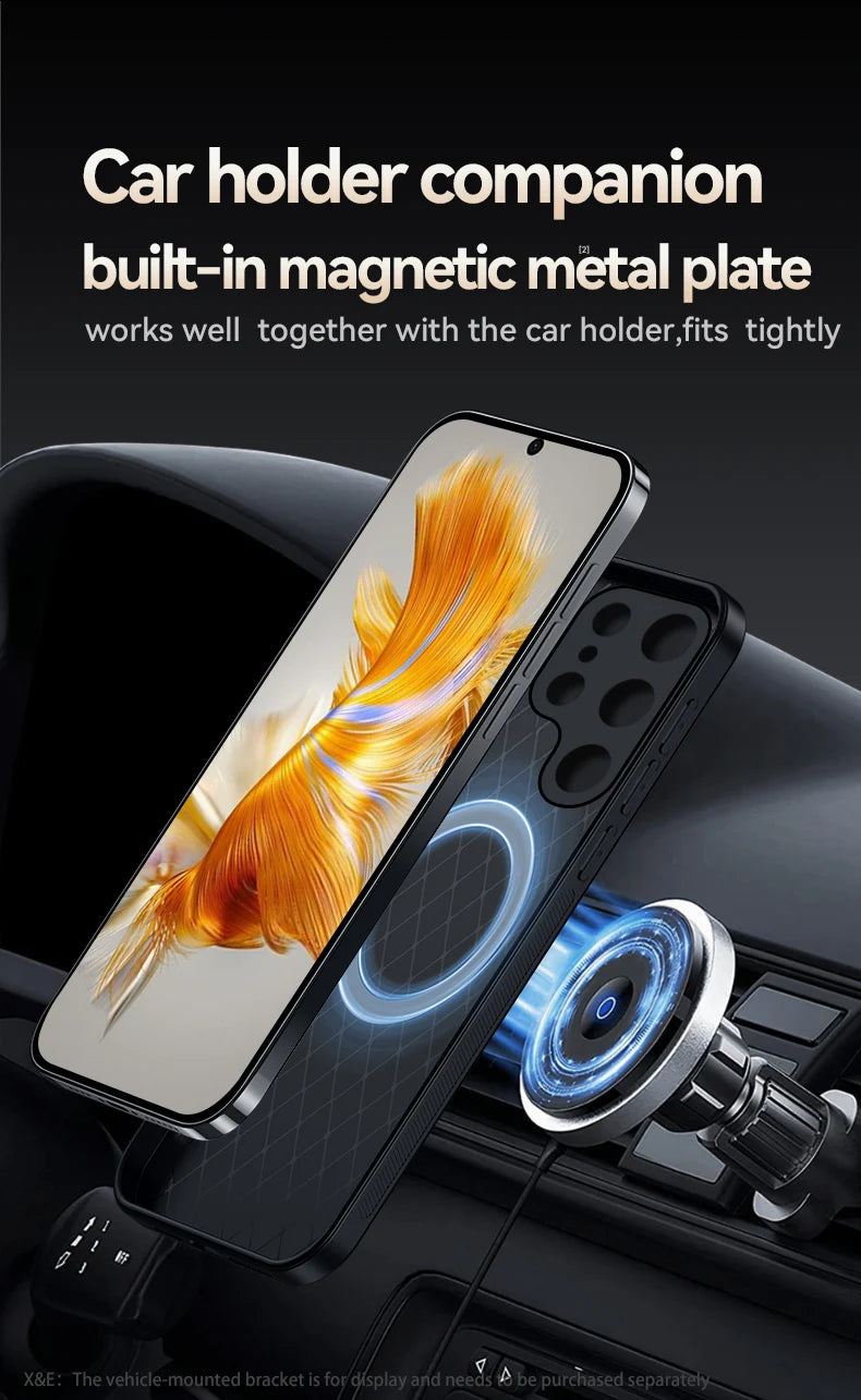 Car Holder Leather Shockproof Phone Case For Samsung S25 Ultra S23 S24 Ultra Plus Cover