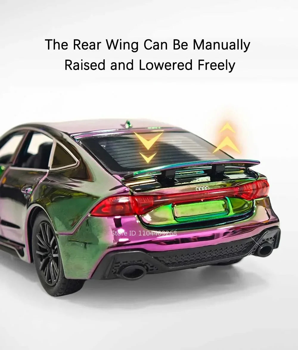 1:32 Scale RS7 RS6 Sports Car Toy Model Light Sound Pull Back Diecast Metal Miniature Vehicles Models Desktop Ornaments
