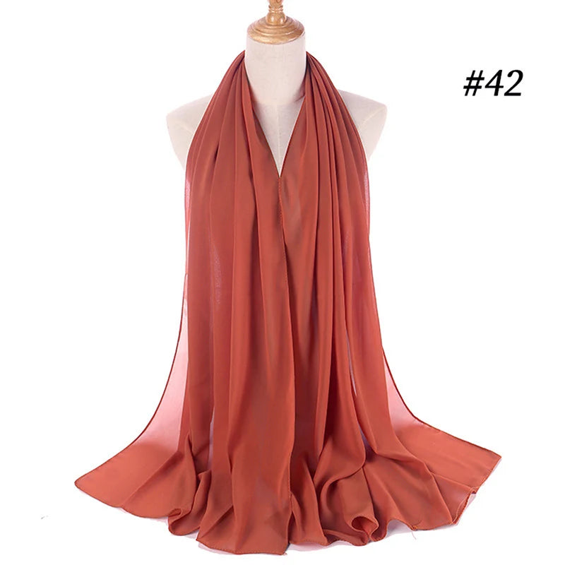 Muslim Chiffon Hijab Women Bubble Chiffon Scarf For Women Ladies Veil Muslim Islam Solid Color Malaysia Wrap Scarves