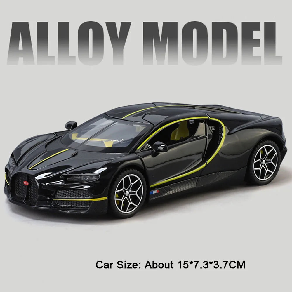 1:32 Scale Tourbillon Chiron Toy Sports Car Model Diecast Metal Sound Light Pull Back Simulation Vehicle Models Ornaments Gift