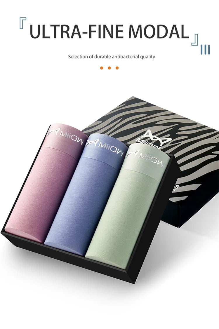 3-Pack Men’s Modal Boxer Shorts – 80 Count, Seamless Silk Crotch