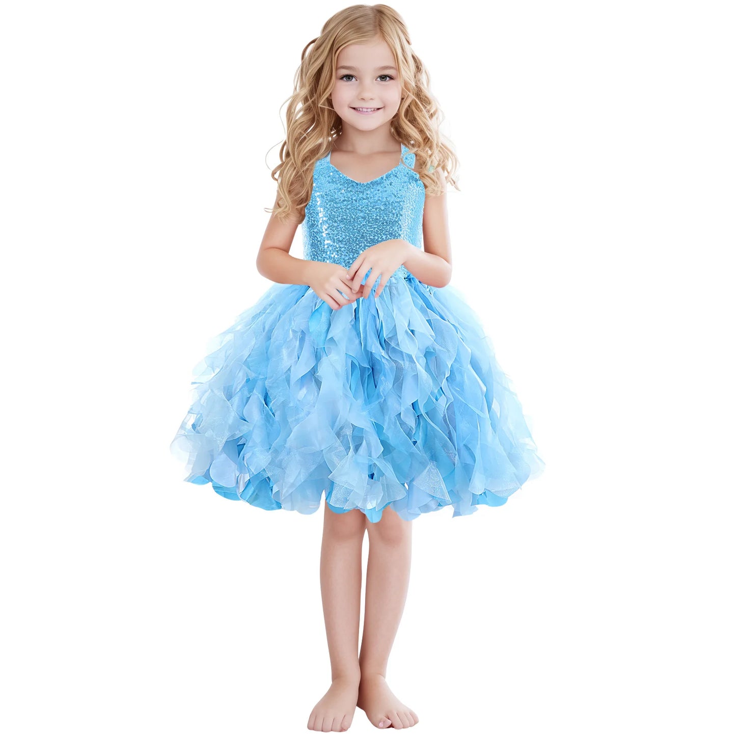 Sequin Pageant Dress with Spiral Hem Birthday Party Gown