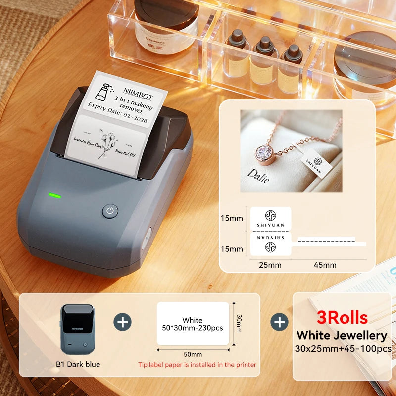 B1 Portable Thermal Label Printer 2 Inch, Bluetooth Mini Sticker Maker, Wireless Inkless Label Printer for Smartphone & PC