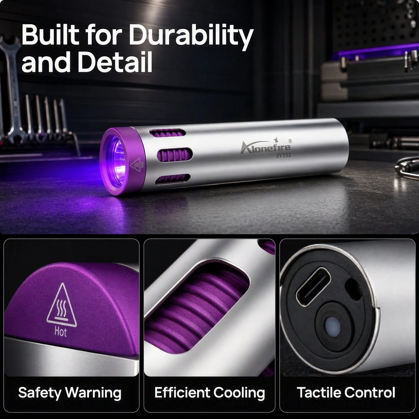 10W 365nm Dual Core UV Rechargeable Blacklight Flashlight