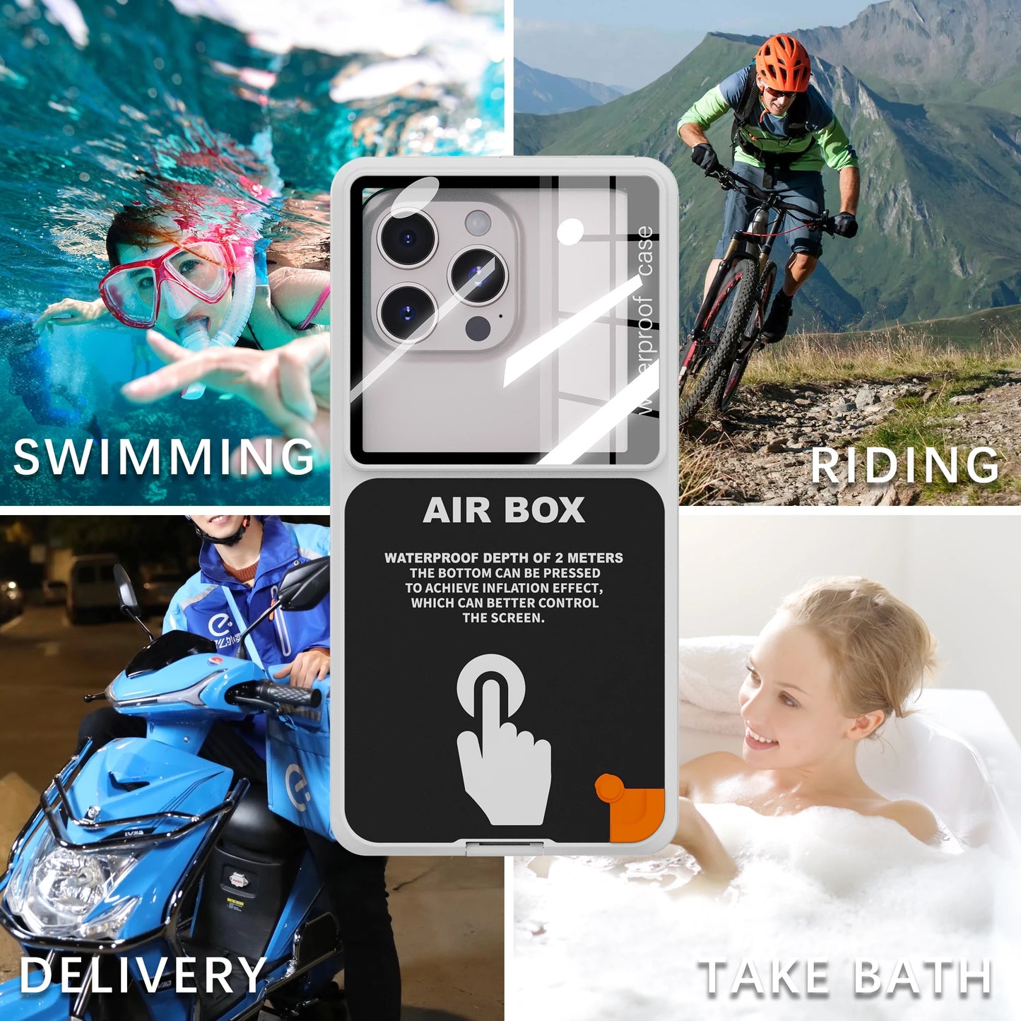 Waterproof Phone Case, New, Transparent, Universal, Underwater Touch Screen, Dust and Drop Protection, IP68, 6.9"