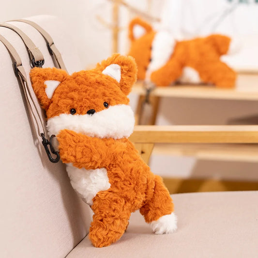 Cute Highland Cow Fox Plush Backpack Soft Shoulder Bag