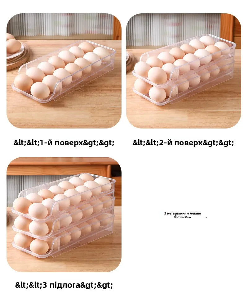 Portable Rolling Egg Storage Box – Kitchen Refrigerator Egg Holder Organizer Food Storage Container
