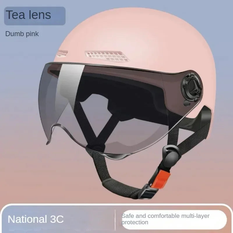 Bicycle Helmet Men's and Women's Adult  Cartoon Bicycle Motorcycle Half Helmet with Goggles