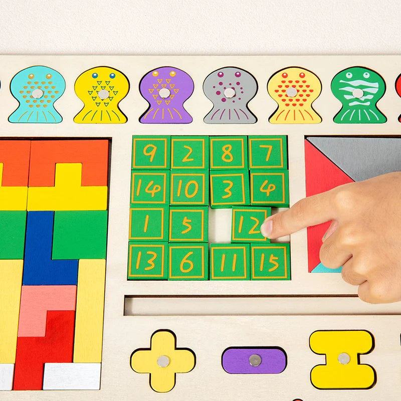Montessori Wooden Educational Shape and Number Matching Puzzle Board