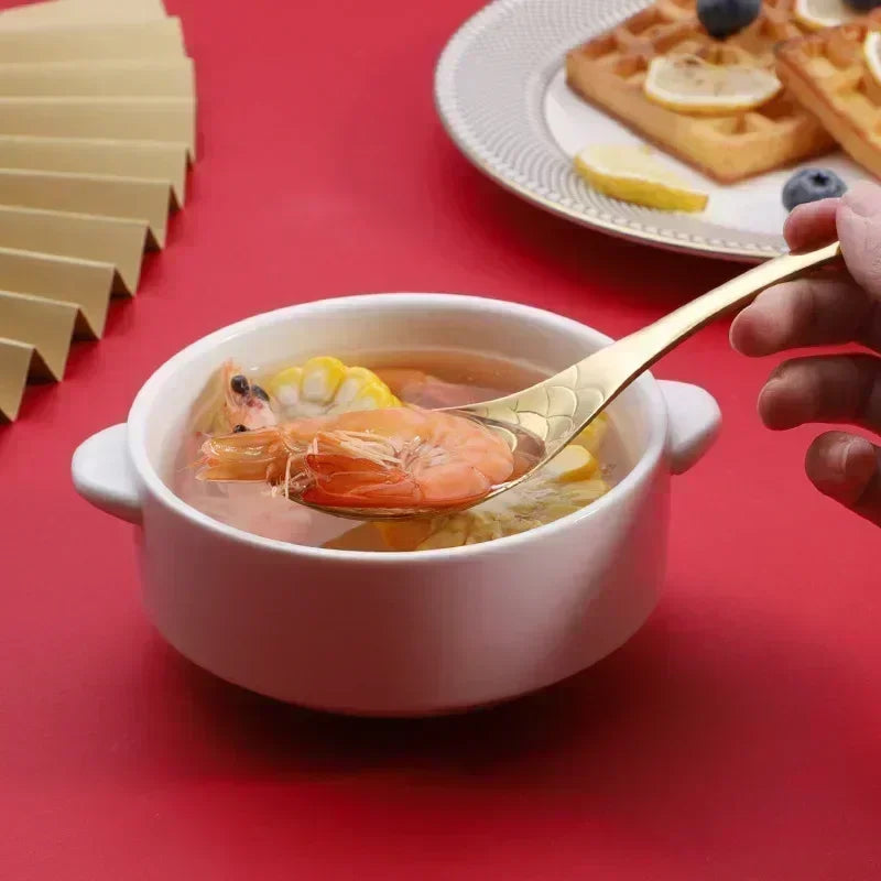 Cute Fish-Shaped Stainless Steel Soup Spoon, Food Grade Cutlery for Ice Cream Desserts, Creative Mermaid Spoon Kitchen Tableware