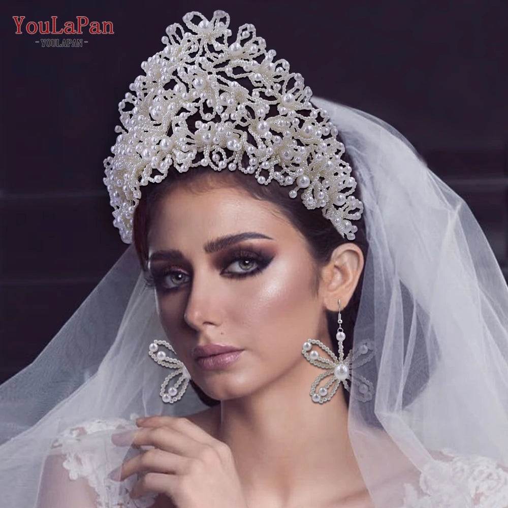 Luxury Wedding Crown Pearl Bride Headband Hair Accessories