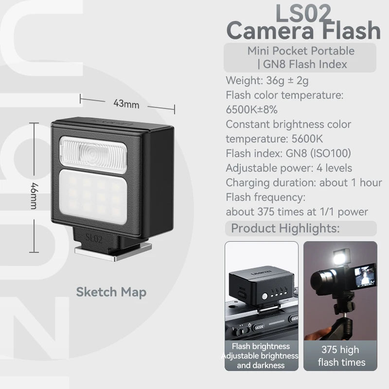 SL02 Spark Lite Camera Flash – Mini Portable 6500K TTL & HSS Photography & Video Light for Sony, Canon, Nikon, Panasonic