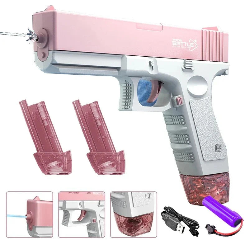 Electric Water Gun with Automatic Water Absorption – Rechargeable Outdoor Beach Battle Water Blaster