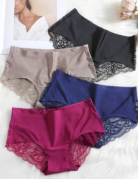 Lace Women's Panties Soft Silk Underwear Seamless XXXL Large Size Intimate Lingerie Low Rise Plus Size Brief