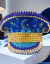 Ramadan Festival Captain Hat Moon Blue Gold Rivet Unisex Adult Military Cap Rhinestone Hen Do Hat Steampunk Masquerade Party