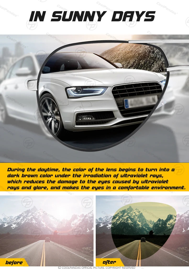 Intelligent Aviation Photochromic Polarized UV400 Day Night Driving Sunglasses for Men Women