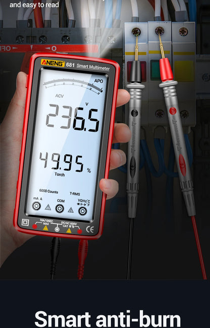 Rechargeable Digital Professional Multimeter Non-contact Voltage Tester AC/DC Voltage Meter LCD Screen Current Tester