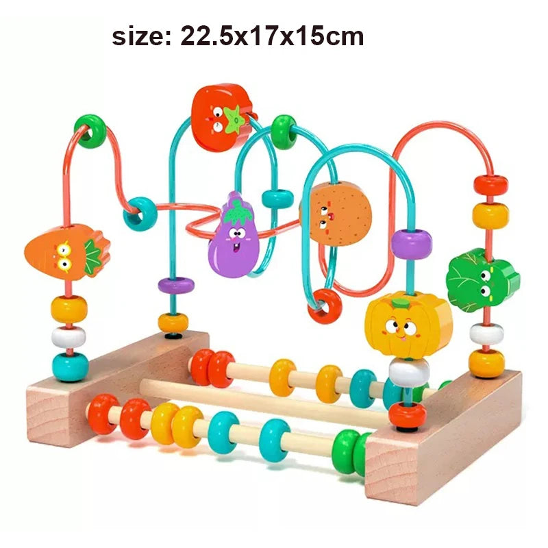 Montessori Wooden Toys Circles Bead Wire Maze Roller Coaster  Early Educational Puzzles Toy for  1 2 3 Years